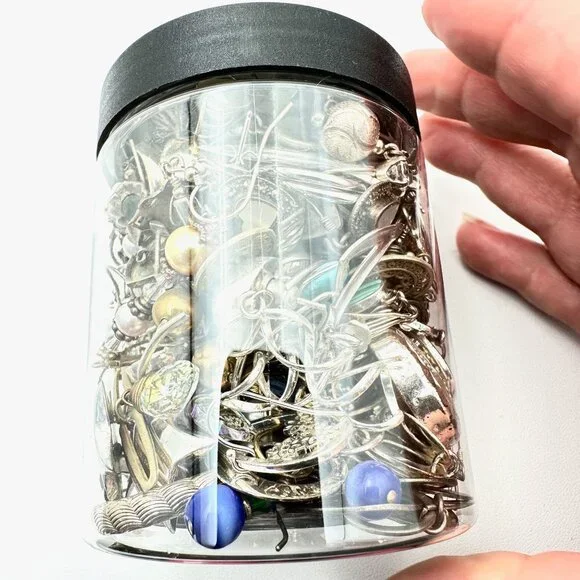 Mystery Jewelry Jar #981 Wearable Quality 925 Mixed Metal Earrings 350+ Grams - Picture 2 of 4